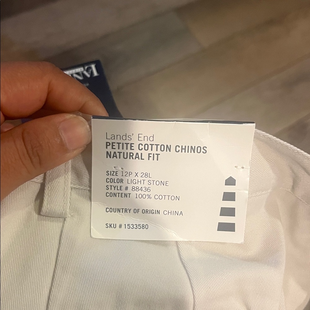 NEW Lands' End Women's Petite Cotton Chino Natural Fit 12p - Picture 6 of 6